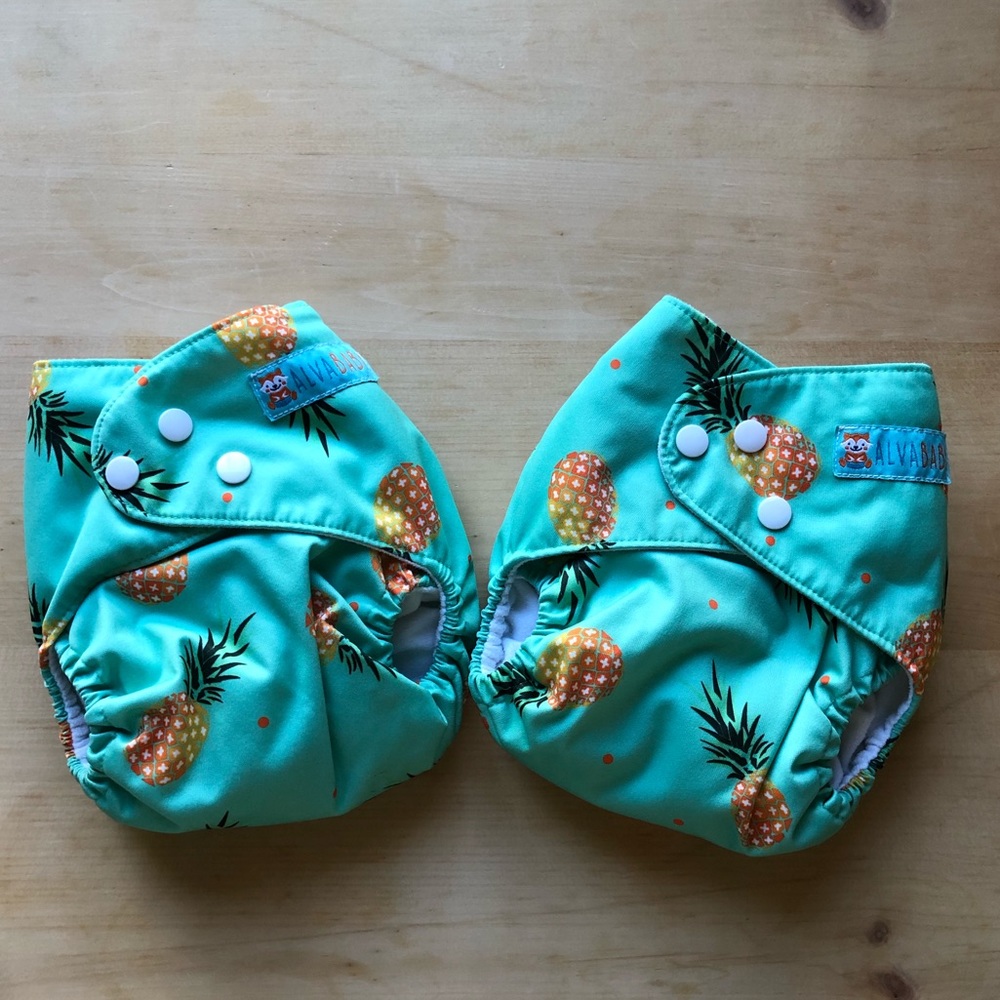 2 ALVABABY Pineapple Pocket Diapers with Inserts